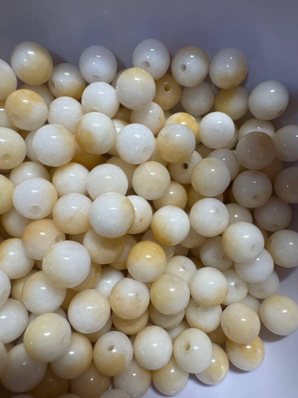 Loose Sugar-white Hetian Jade Beads 8mm 25 pcs