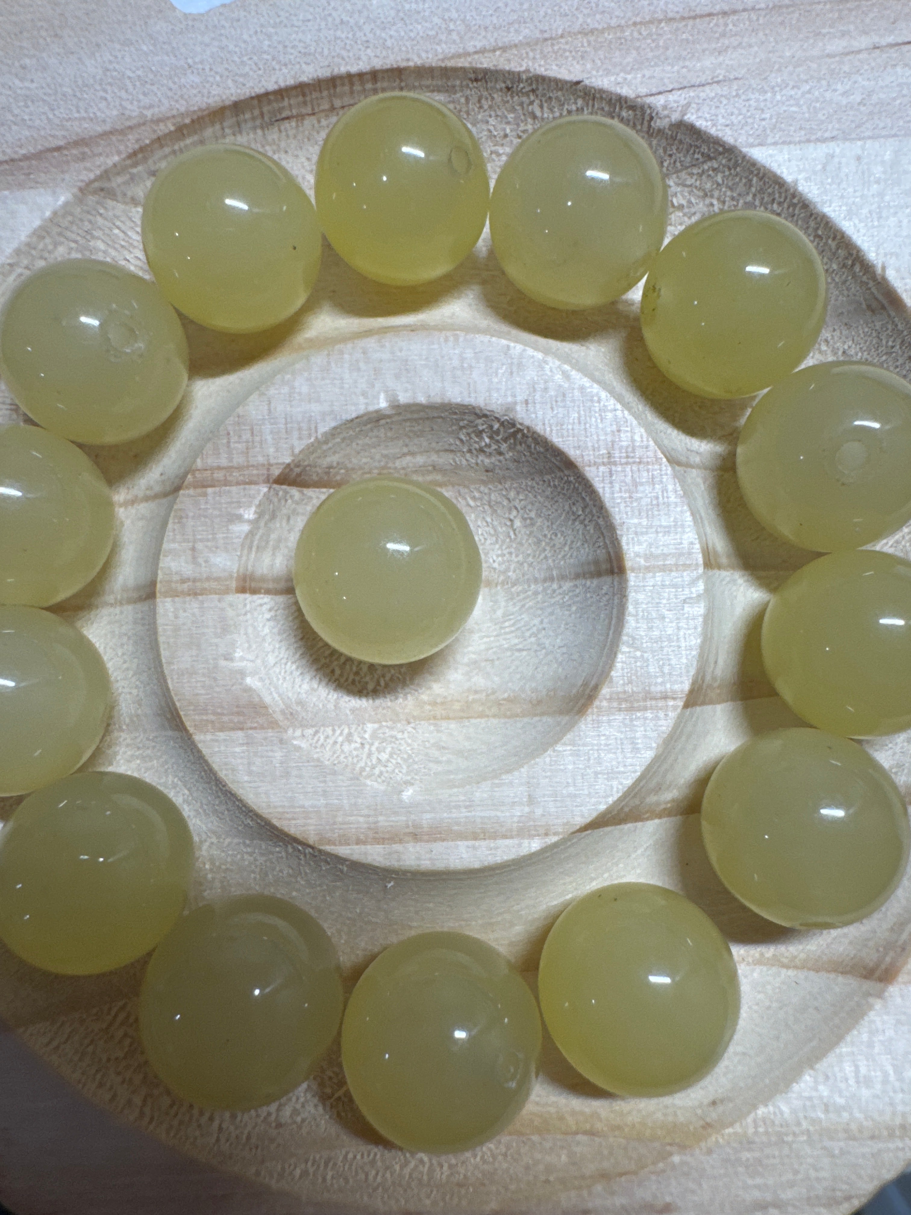 Loose Yellowish-green Hetian jade bead 12mm 1pcs