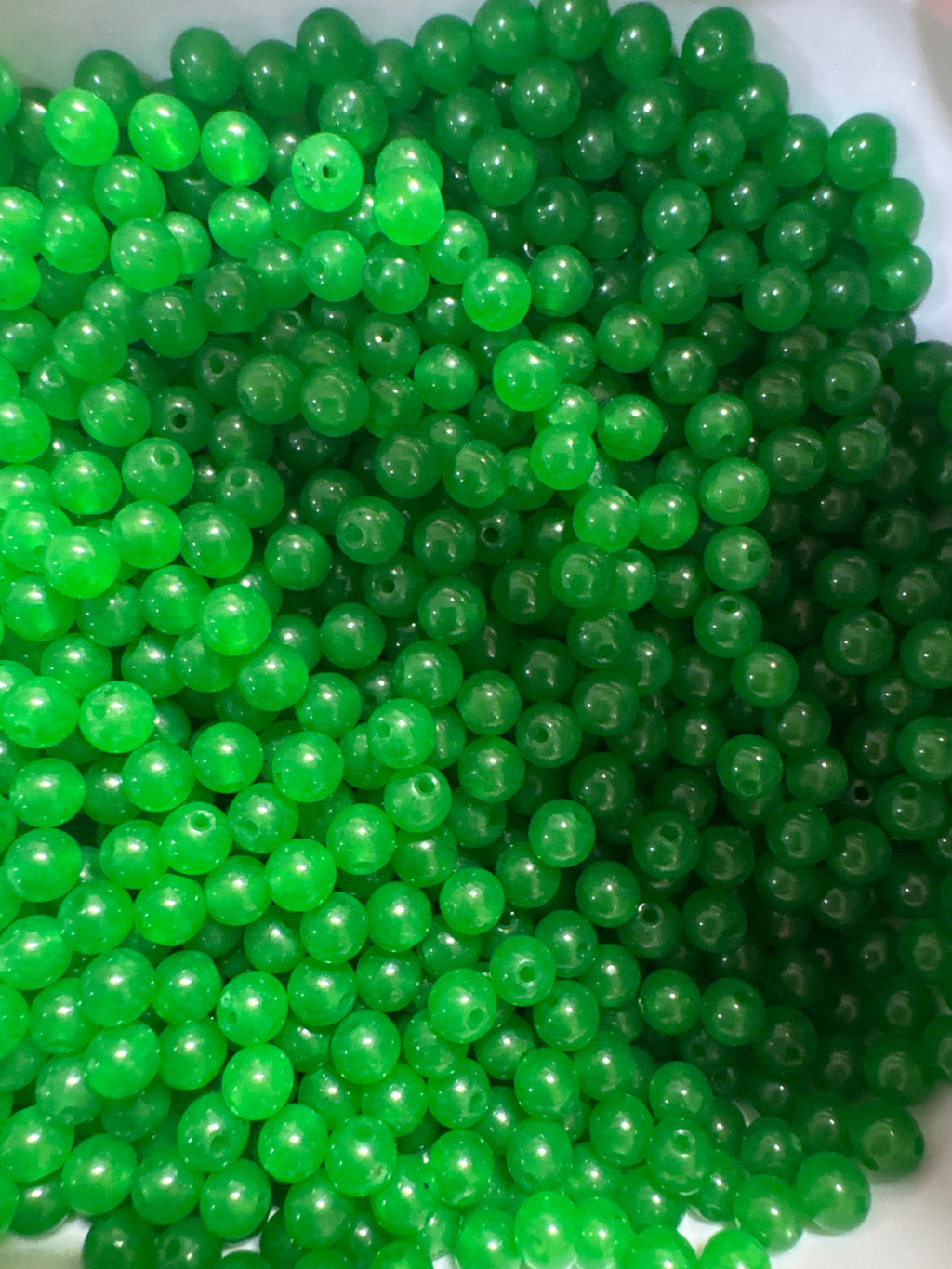 Loose sunny Green Hetian Jade beads 4mm 30pcs