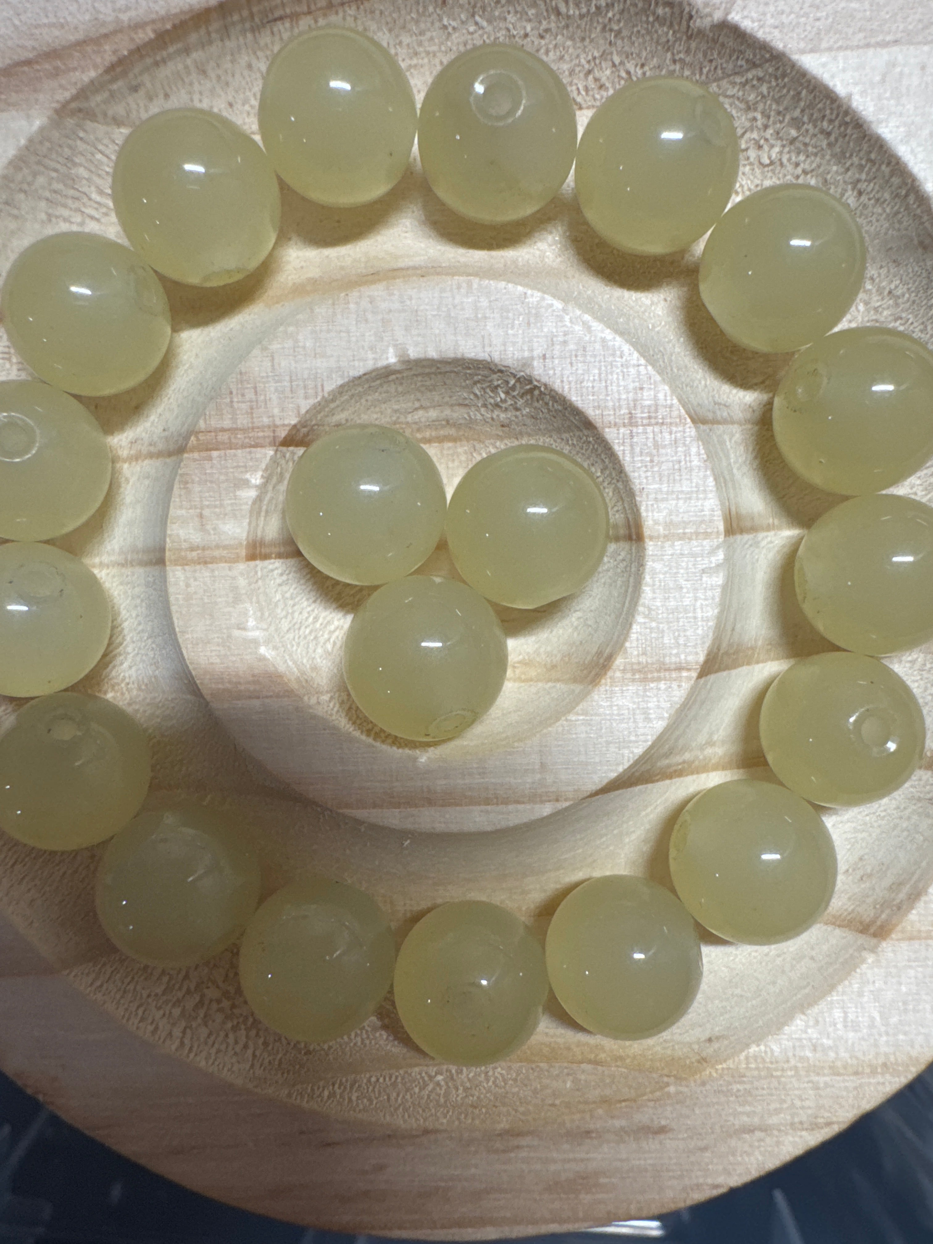 Loose Yellowish-green Hetian Jade beads 10mm 20pcs