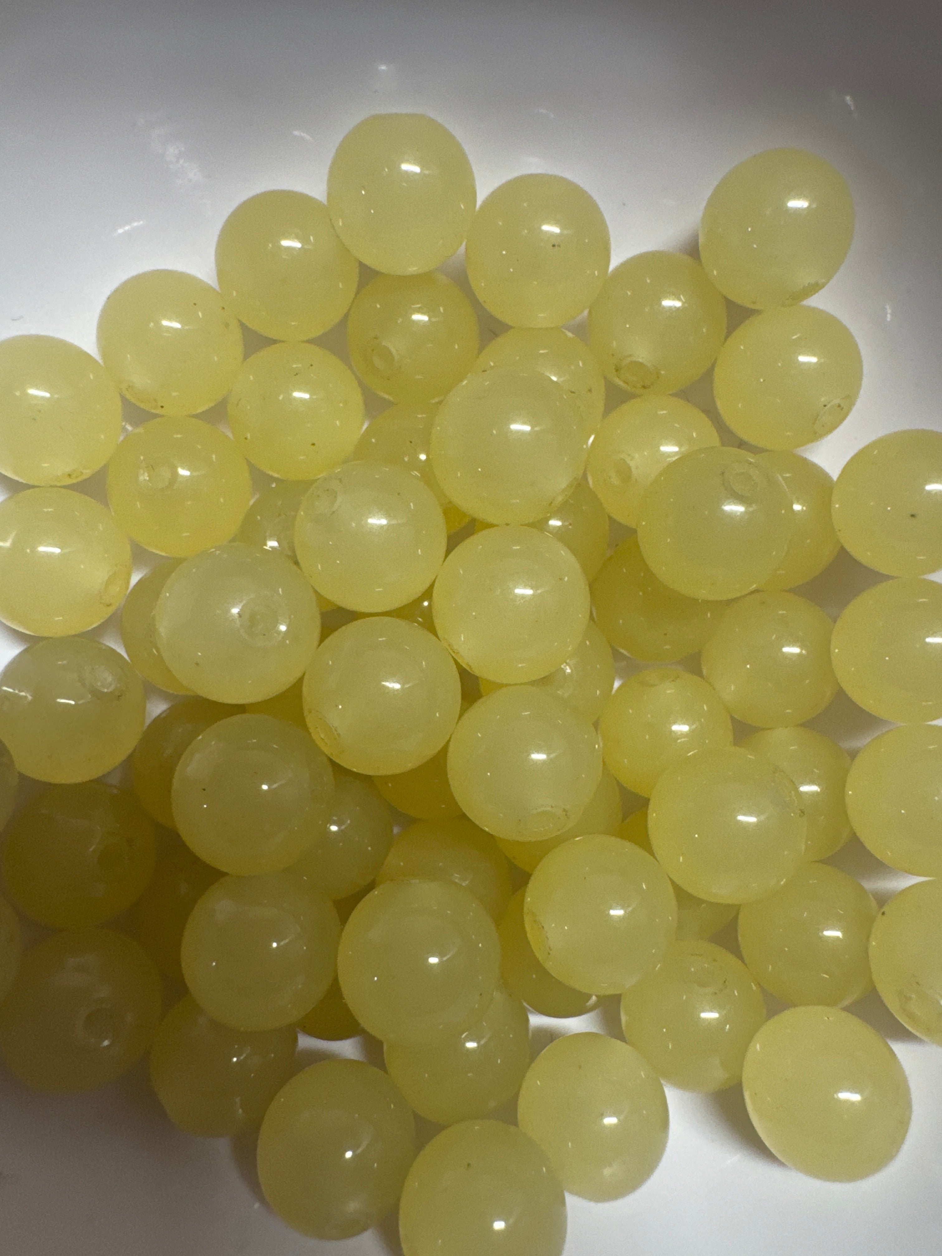 Loose Yellowish-green Hetian Jade beads 10mm 20pcs